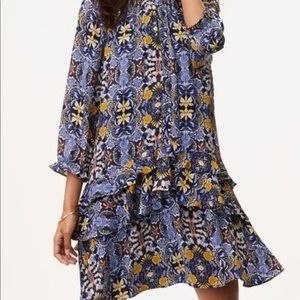 LOFT Floral Tier Swing Dress